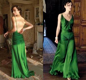 Vintage Gece Elbiseleri Satılık toptan satış-Satılık BO002 için Film Kefaret Satın Ünlü Elbise yılında Vintage Spagetti sapanlar Keira Knightley Backless Yeşil Abiye