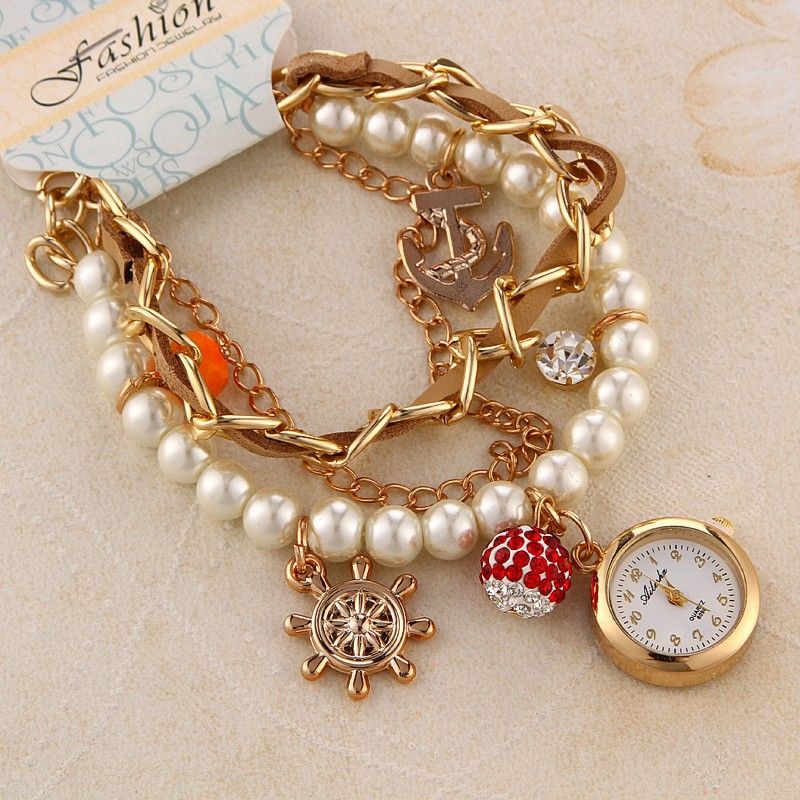 2014 Beautiful Bracelet Watch Rudder Anchor Lady Quartz Wristwatches Artificial Pearls Women Rhinestone Watches New Promotions Designer Watches Pocket Watches From Best2011 251 82 Dhgate Com