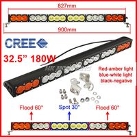 EMS 32.5&quot; 180W CREE LED Driving Work Light Bar Offroad SUV ATV 4WD 4x4 Spot / Flood / Combo Beam 18000lm 9-70V Clear / Amber Lens JEEP Wagon