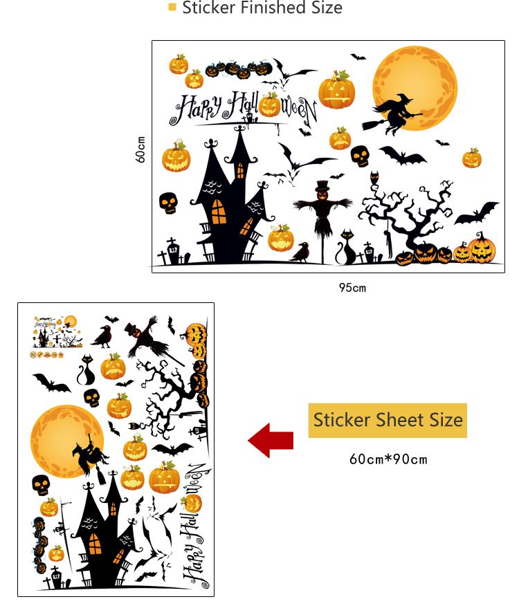 Large Halloween Decorations Wall Sticker Art Decorative Wall Decals