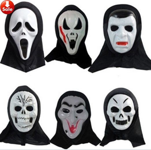 Scary Scream Ghost Mask White Face Horror Halloween Devil Mask Black ...