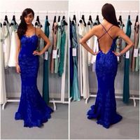 Wholesale 2017 Blue Color Prom Dress Sexy Mermaid Low Cut Open Back Long Women Backless Gown WH476