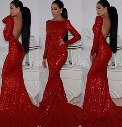 prom dresses sparkly sexy cheap dress mermaid evening sleeves sequined gowns sleeve neck short sweep backless bateau train wear puffy