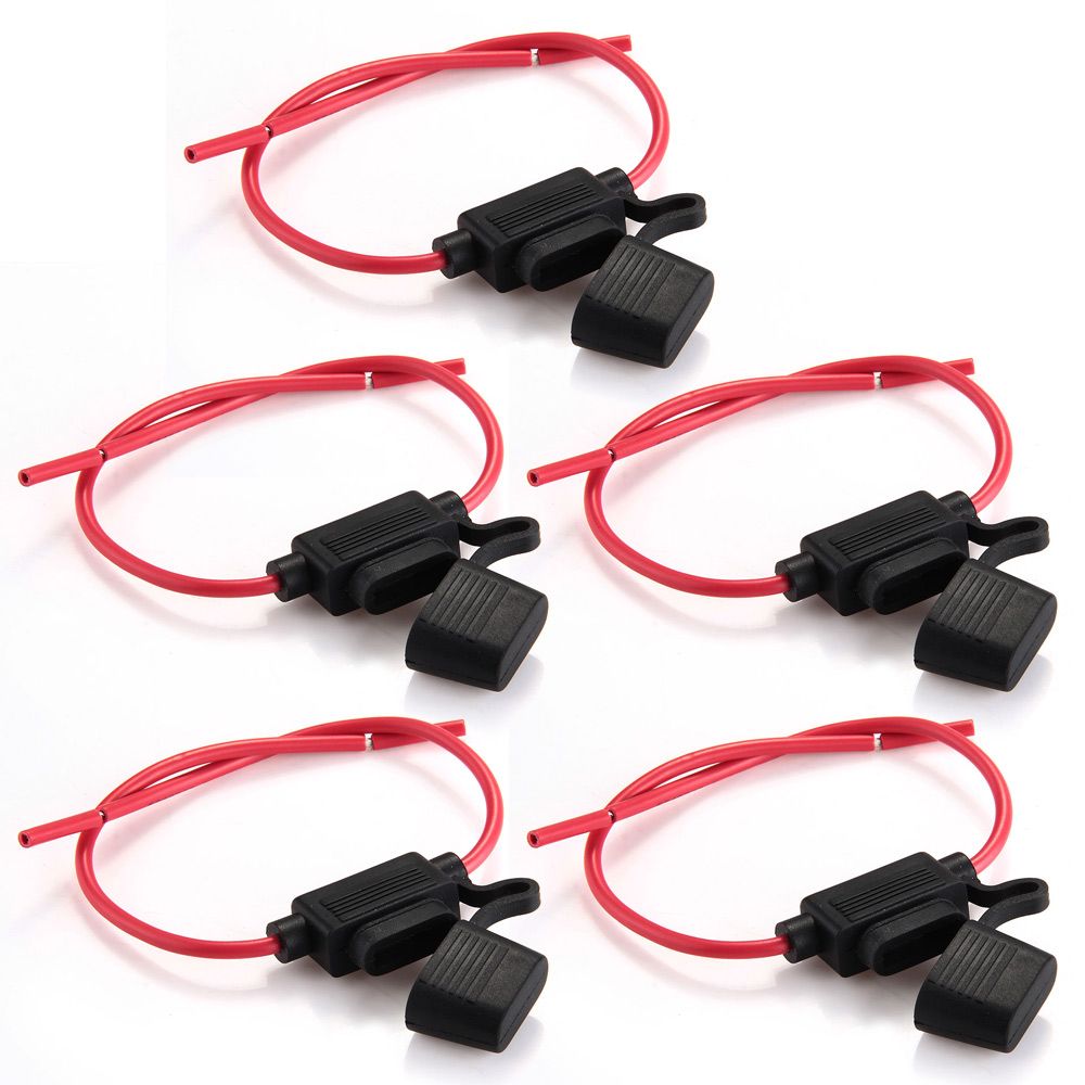 2020 Car Inline Blade Fuse Holder Waterproof Medium Size Black + Red