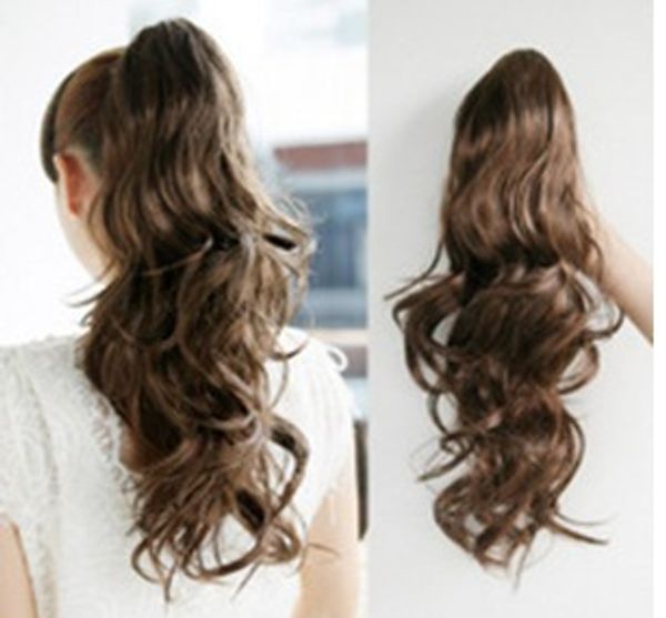 

High quality women's synthetic hair extension clip in ponytails