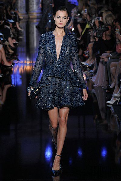 Amazing Luxury 2015 Elie Saab Payway Vneck Aline Taffeta Dark Navy Cocktail Robe à manches longues Robes de soirée formelles9763825