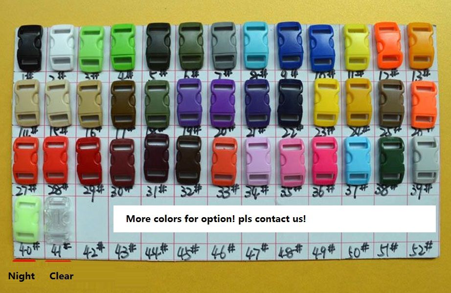 3/8" Colorful Curved Side Release Plastic Clear Buckles for paracord Bracelet
