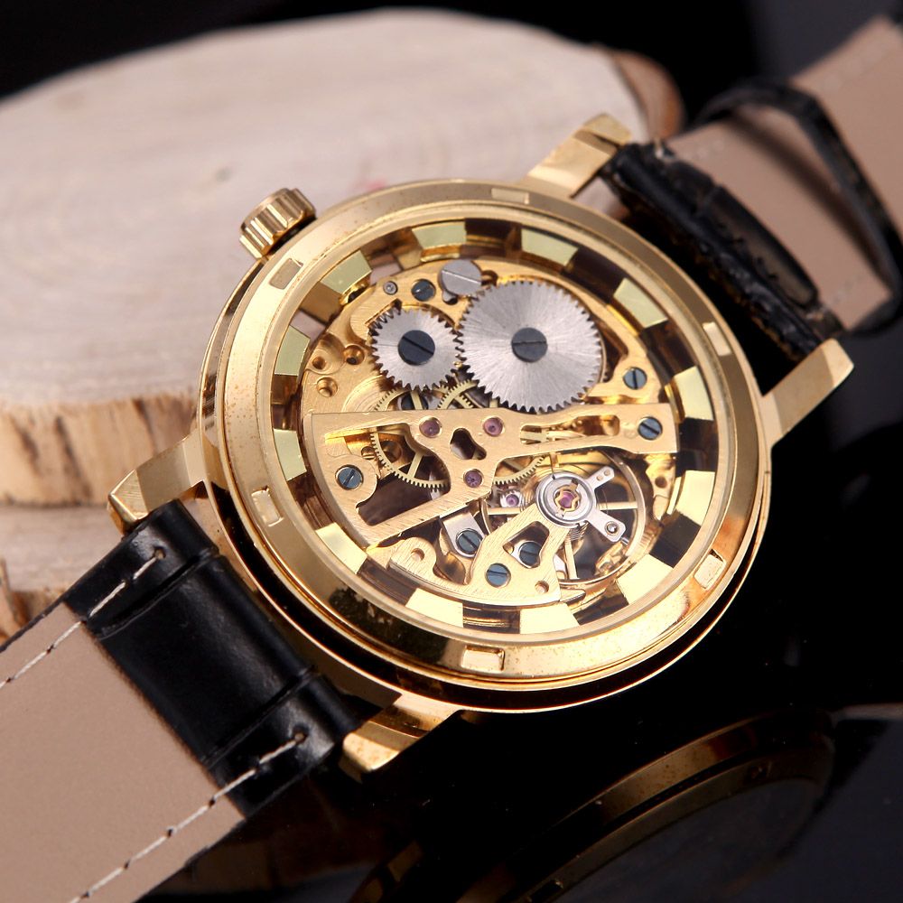 Brilliant Skeleton Dial Hand Winding Mechanical Sport Watch For Men