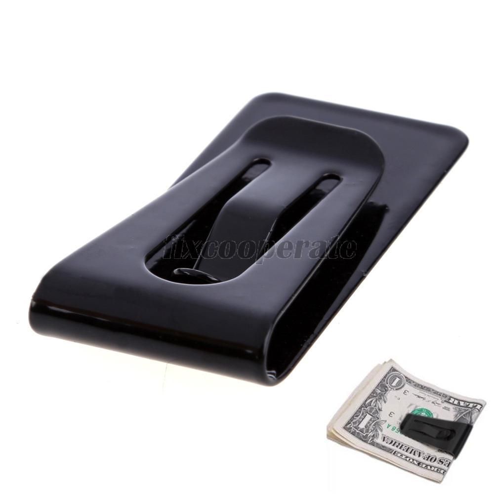 

New Stainless Steel Black Slim Pocket Cash Money Clip Holder