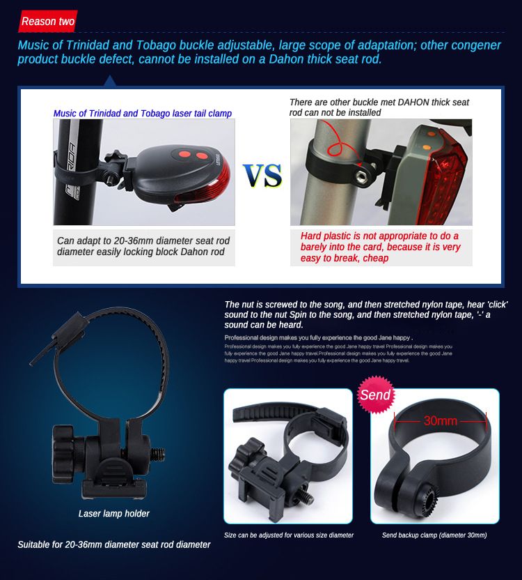 AAA Battery Power Supply Bike Lighting Circular Bicycle Laser Tail Lights 5LED Waterproof