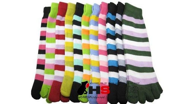 de regalo Mujeres calcetines de color caramelo 5 los pies media linda banda de algodón dedos separados calcetines