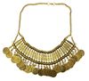 Golden Silver Zamac Jewelry Handcraft Carving Metal Coin Fringe Statement Necklace Boho Gypsy Beachy Ethnic Tribal Jewelry Turkish