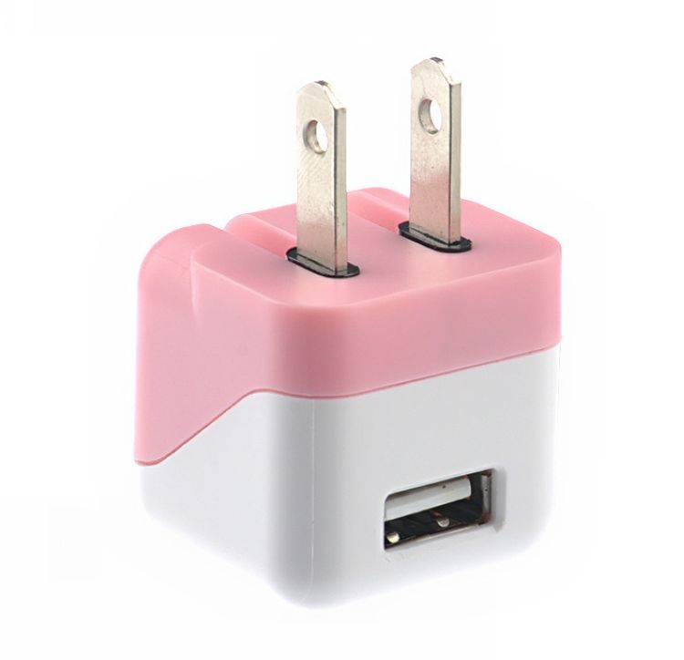 Dual Color Cube Mini USB US Plug Folding AC Travel Wall Charger Lovely