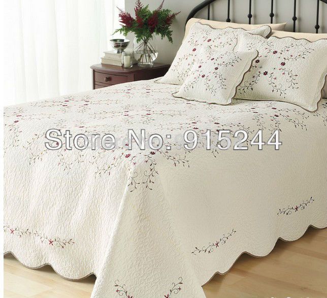 2018 Beige Embroidery Quilts King Size230 250cm Cotton Quilting 2018 Beige Embroidery Quilts King Size230 250cm Cotton Quilting Handmade Bedspread Cool Summer Waterwash Quilt Sheet Bedcover Set Low From