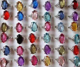 Hot sales fashion jewelry Big Rhinestone Crystal Ziron Silver Rings Bulk mix 16-17mm 100pcs