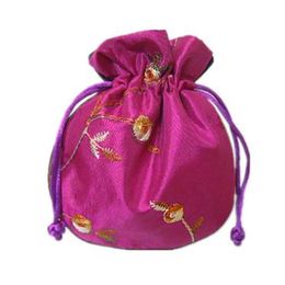 fillet Embroidery Fruit Small Cloth Pouch Satin Fabric Jewellery Gift Bag Drawstring Empty Candy Tea Packaging Spice Sachet Coin Pocket