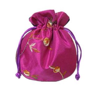 フィレ刺繍果実の小さな布の袋サテンの布のジュエリーギフトバッグ巾着空のキャンディー茶包装スパイスサシェコインポケット