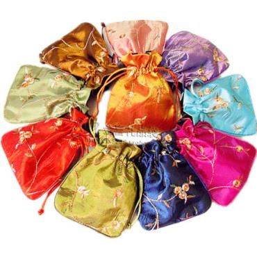 Małe hafty owoce satynowe tkaniny worek do przechowywania biżuterii torba sznurka torby prezent urodziny favor saurt lawenda pakowania torby 11x14