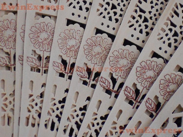 アートクラフトギフト10倍の新しいヴィンテージ中国の折りたたみ式花の竹の木製の手ファン9008608