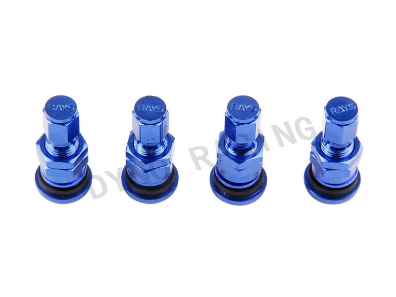 Dyno Racing 4 RAYS VOLK RACING ALUMINUM VALVE STEM CAPS WHEELS RIMS UNIVERSAL Blue Silver