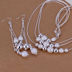 Retail lowest price Christmas gift 925 Sterling Silver Fashion Necklace Earrings set 925 silver Jewelry Set free shipping