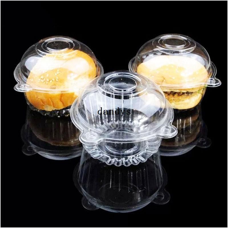 100 Pcs Plástico Transparente Muffin Único Cupcake Bolo Recipiente Caso Cúpula Titular Caixa # 54995, dandys