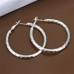 2017 hot selling Round Water ripples 925 Sterling Silver Jewellery Earings Charming women/girls Ear hoop Earrings 10pairs/lot