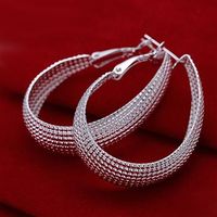 Wholesale Exaggerated Earings CM CM Grid Sterling Silver Jewelry Earings Charming women girls Ear hoop Earrings pairs