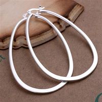 Exaggerated Earings 6. 8*4. 5CM Flat surface U 925 Sterling Si...