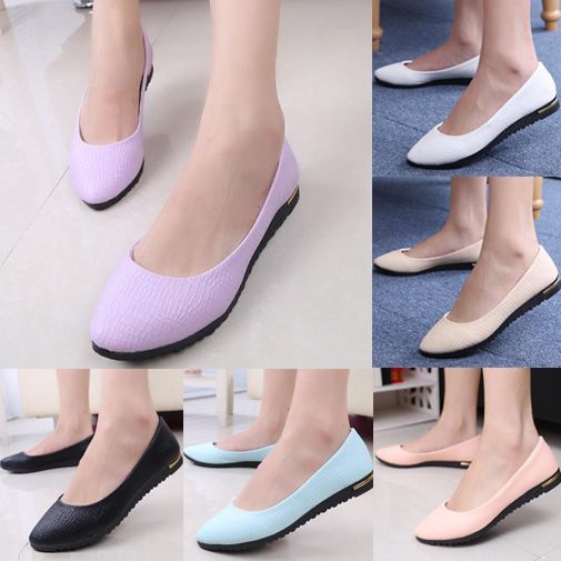 women's wide width comfort elastic slip on ballet flat shoes