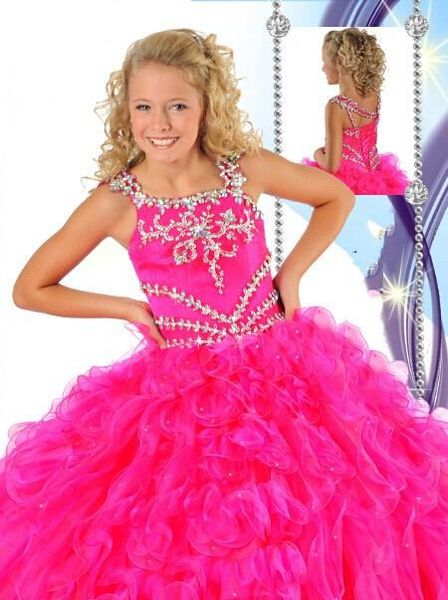 

2014 princess flower girl dresses spagheti strap sleeveless beaded rhinestone crystal ruffles floor length ball gown organza kid' gown, White;blue