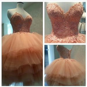 Charming Sweetheart A-line Tulle/Net Applique Homecoming Dresses Custom Made Short Prom Dresses Party