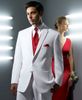 Groom Tuxedos Two Button White Groomsmen Wedding Mens Blazer Dinner Party Suits Custom Made (Jacket+Pants+Vest+Tie) J819