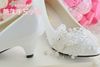 Handmade Ivory Pearl Lace Wedding Shoes Butterfly Beads Flat 4.5cm 8cm Heel Low Heel Bridal Shoes Custom Made Size Shoes Bridesmaid Shoes
