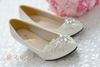 2014 Ivory Wedding Shoes Lace Flower Crystal Bead Handmade Bridal Shoes Bridal Accessories Beading Wedding Shoes Women Flat Sandal Platforms