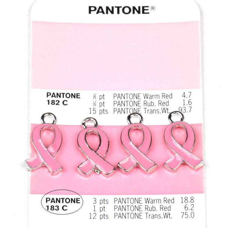 PH PandaHall 140pcs 14 Styles Breast Cancer Charms Alloy Ribbon