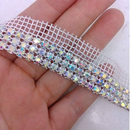 1 Yard 3rows Diamond AB Rhinestone Wedding Cake Banding Trim Cake Ribbon Decoration Free shipping