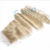 #613 noeuds blanchis 4 * 4inches taille style libre 6a non transformés vierges brésiliens remy cheveux couleur blonde fermeture de dentelle armure de vague de corps, M