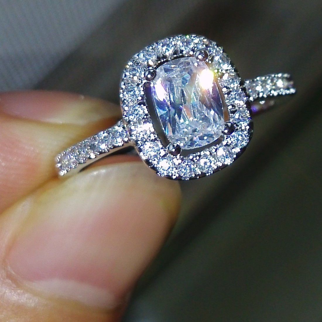 

2CT Size 5/6/7/8/9/10 Hot Sparkling PRINCESS CUT Topaz Diamonique 10KT White Gold Filled Wedding Ring for love gift