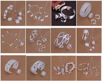 Grátis com delicadas jóias dom número de acompanhamento melhor e mais quentes vender Femininos 925 Mix Plated Jewelry Set 12 Set 1037
