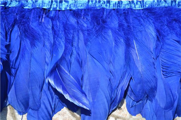 Royal Blue Goose Feather Fringe Of 10 Yards Trim For Craft Wedding