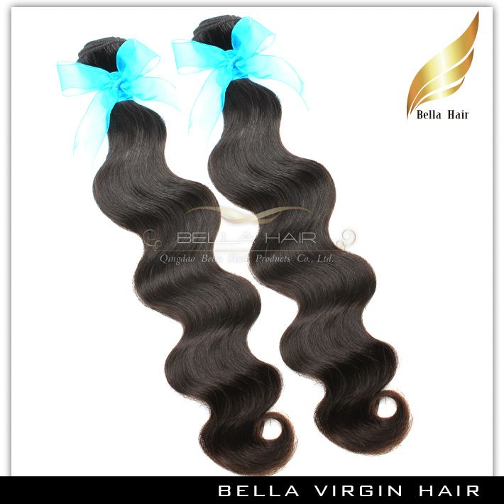 Body Wave Hair Bundels met Colsure Virgin Indian Menselijk Haar 3 Deel Kant Sluiting Grade Haar Inslag Natural Color 8-30 Inch Bella