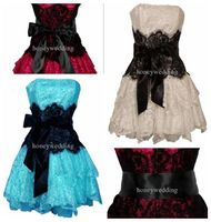 Wholesale 2019 Hot Sale Strapless Bustier Contrast Lace and Crinoline Ruffle Prom Mini Dress Junior Plus Size