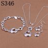 New Design Mixed Order Multi Mutiple Styles 925 Sterling Silver Fashion Earrings+Bracelet+Necklace Jewelry Set