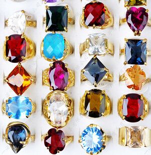 Bijoux de mode anneau vintage Crystal Crystal Zircon Natural Stone Center Sings Ancient Silver Gemstone Rings