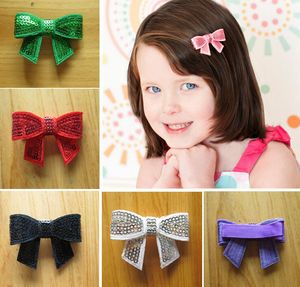 Girls Hair Accessories Kids 2" Shinning sequins Bows Flowers Clips Baby headband Headwear Bow Hairpin Photo Props 60pcs HD3228