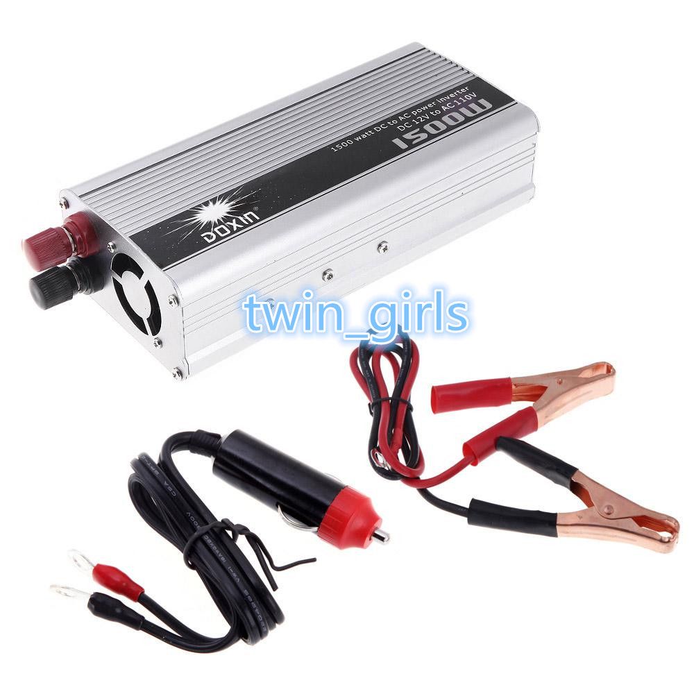 Partihandel - Bärbar billaddare 1500W Watt DC 12V till AC 110V 50 Hz Car Power Inverter Converter Transformator Strömförsörjning K1309