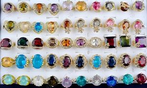 Moda Gemstone anéis de noivado anel 30pcs/lot moda anéis de cristal cz anel de zircônia cúbica com anéis de casamento femininos banhados a ouro