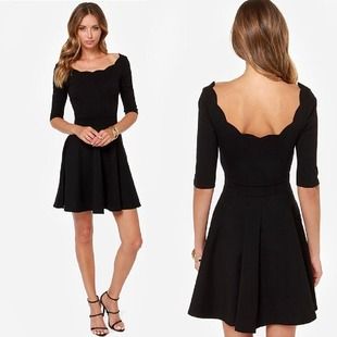Acquistare Donne Mezza Manica Nero Vestito Casuale Dolce Una Linea Di Abiti  Da Principessa Del Pettine Scollatura Una Linea Di Signore Midi Partito  Prom Dress Plus Size ZND0917 Economico | Consegna Veloce