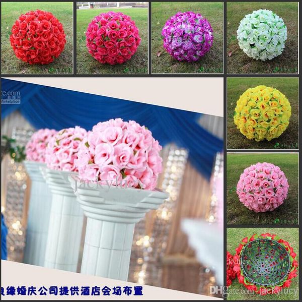 Acheter 30 Cm 12 Taille Fleur Artificielle Rose Soie Embrasser Boules Grosses Fleurs Boule De Noël Pour Ornements Parti Décoration De Mariage